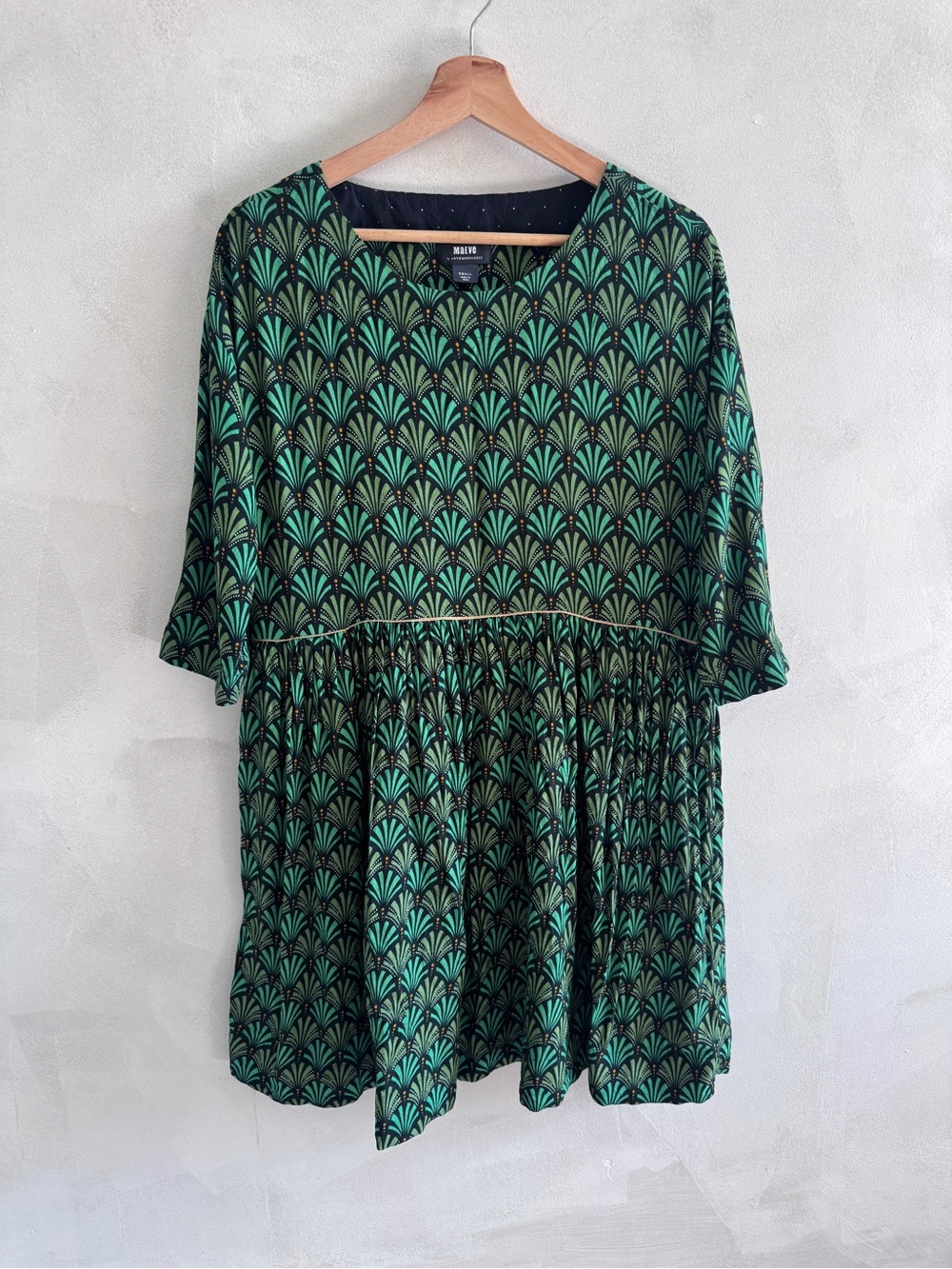 Anthropologie Maeve - Emerald and Black Art Deco Dress